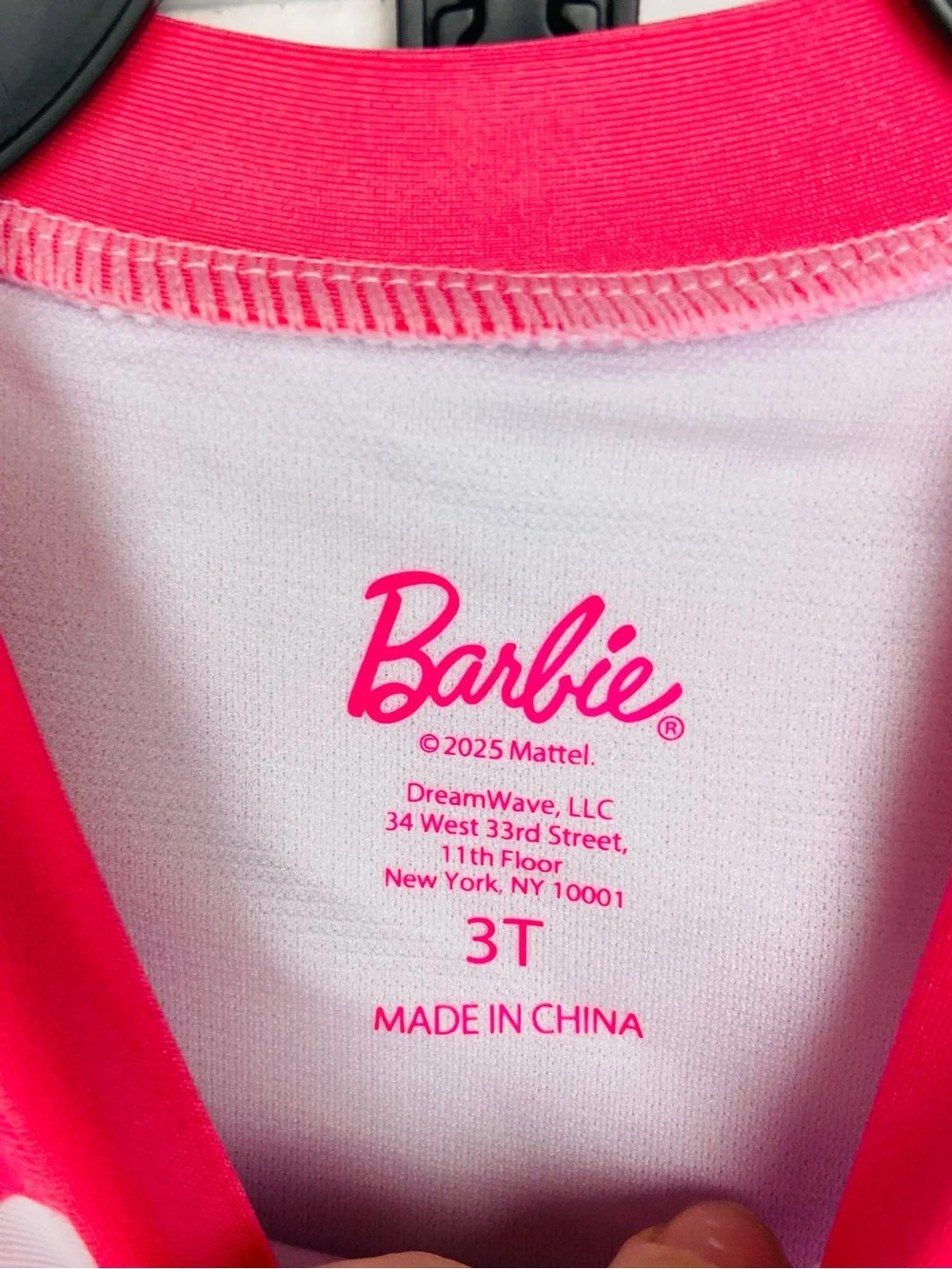 NWT Barbie Pink Floral Logo Long-Sleeve upf 50+ bikini size 3T